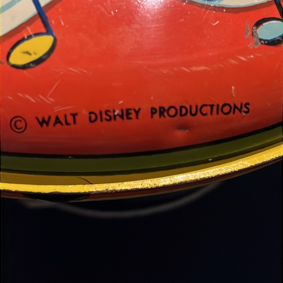 Vintage J. Chein Disney Prod.Toy, Metal Spinning Top Mickey Mouse, Pluto, Donald - Picture 6 of 16